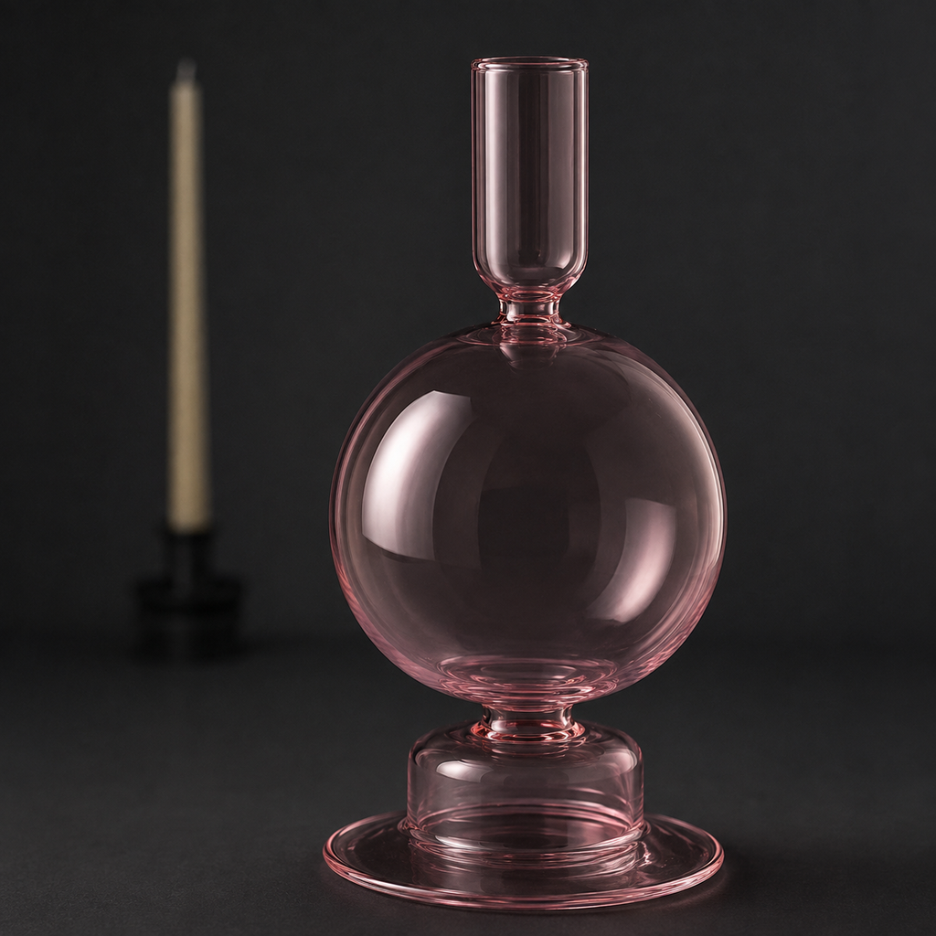 Globo Bubblegum · Portavelas de Vidrio Soplado Artesanal — Edición Limitada