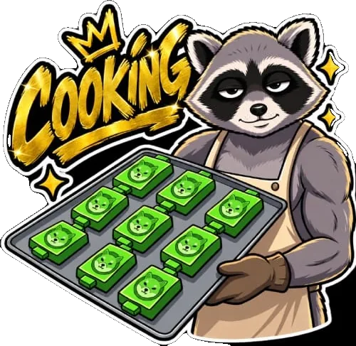 Ricop holding a tray of green cooked tokens