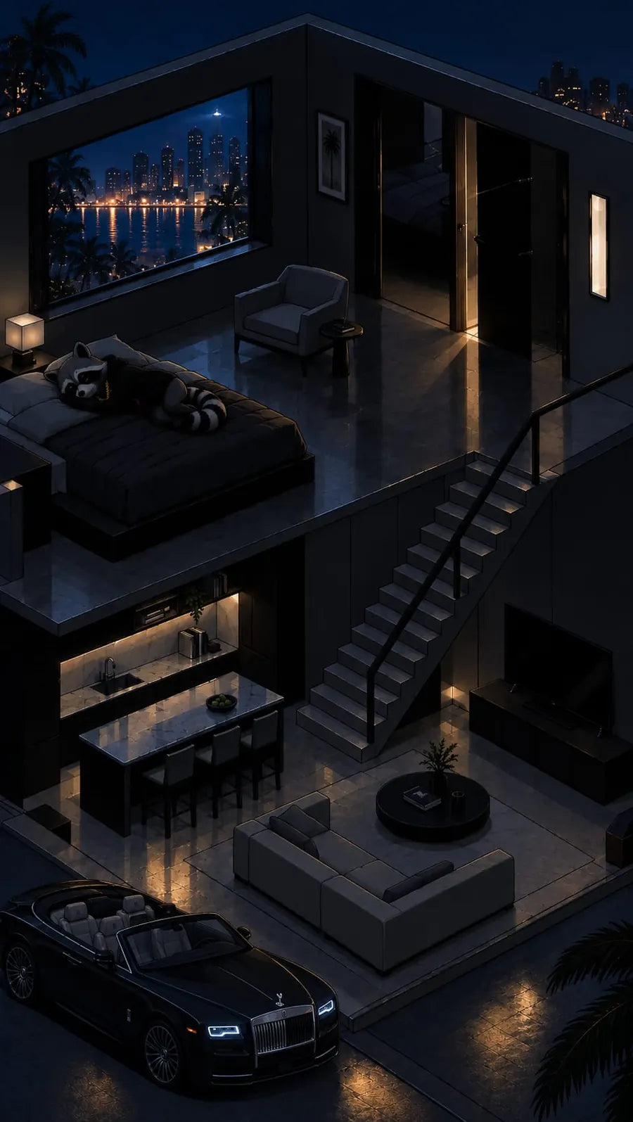 Ricop's den at night