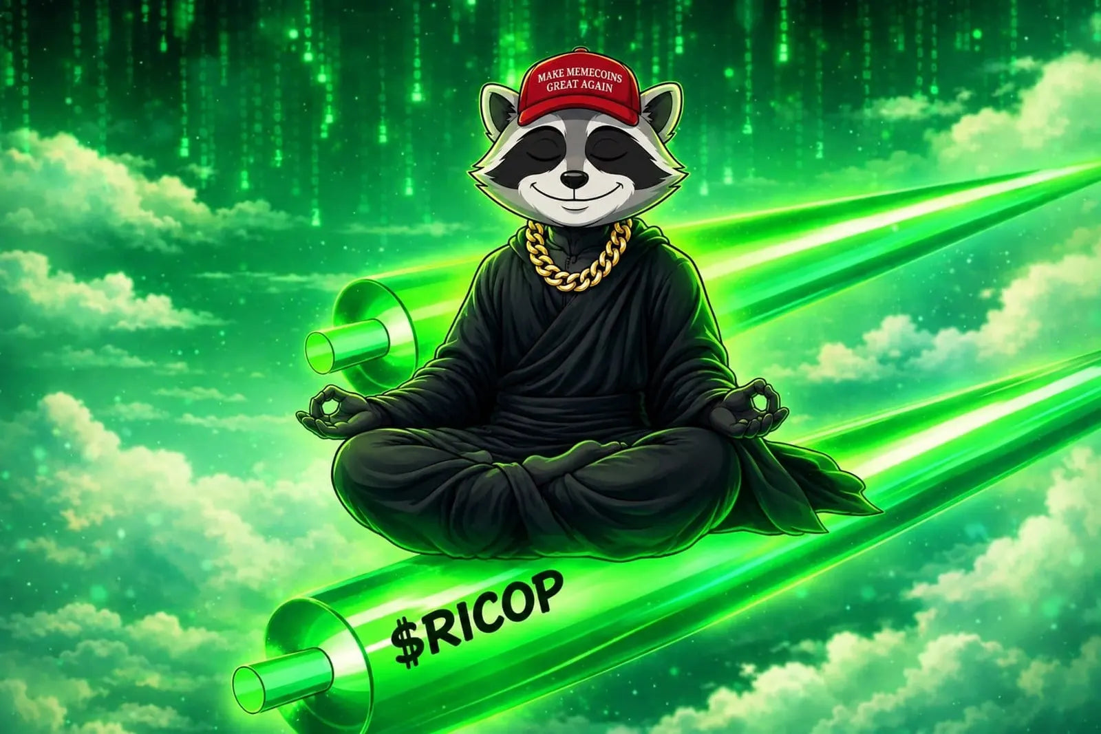 Ricop meditating on a green candle